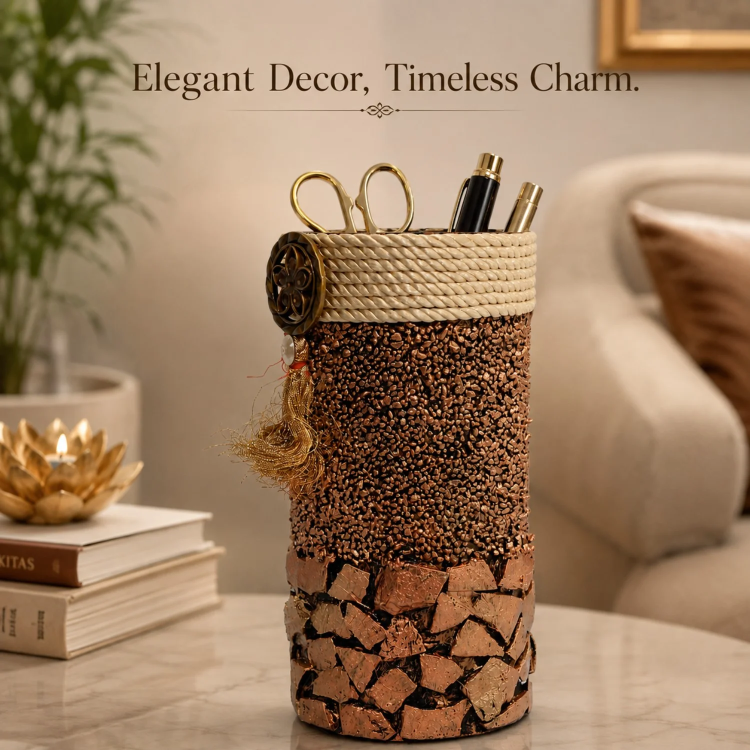 Layered Brown Mosaic-Style Detail