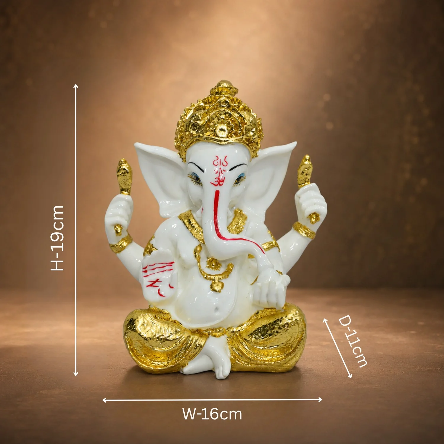 Ganesha in White and Gold-Tone