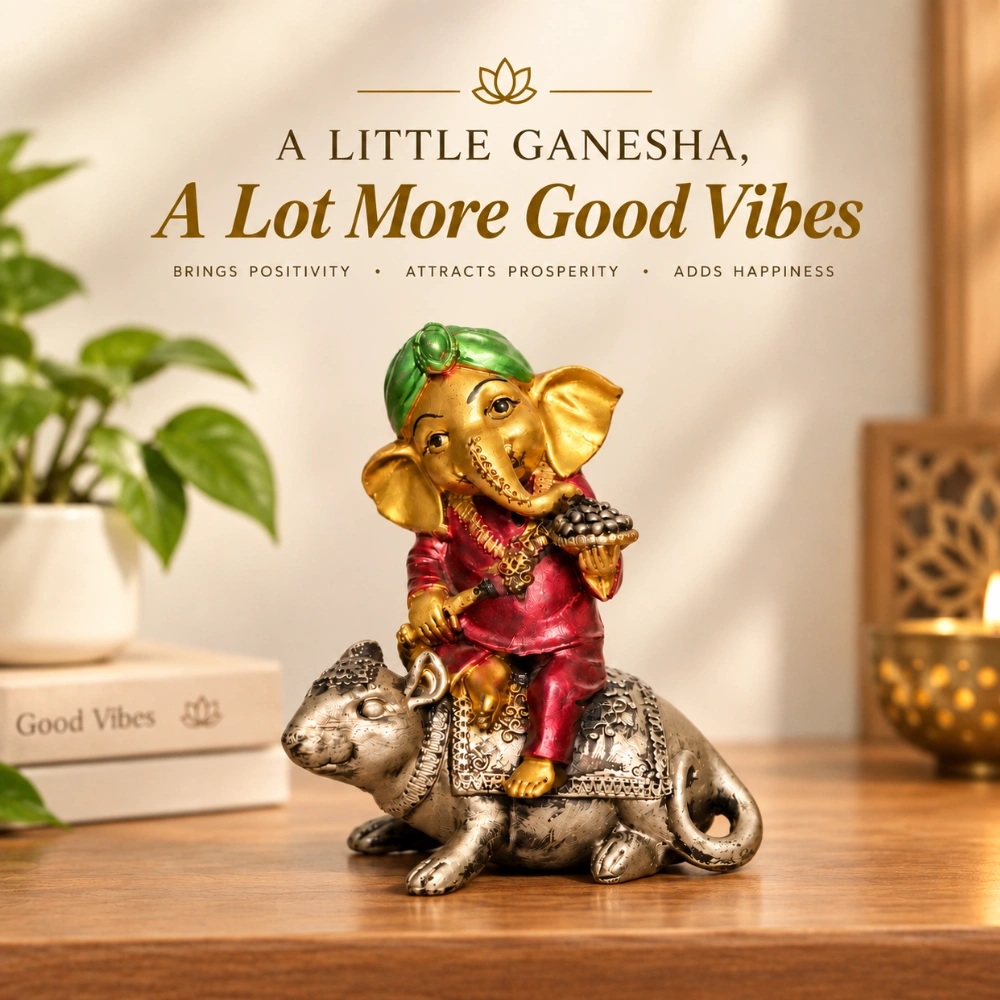 A Colourful Ganesha and Mouse Composition