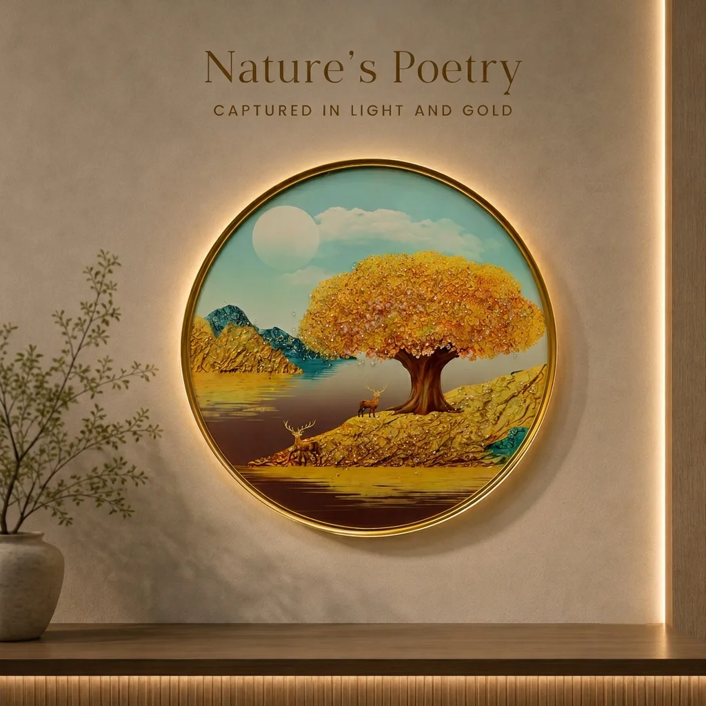 A Golden Tree beside Still Water