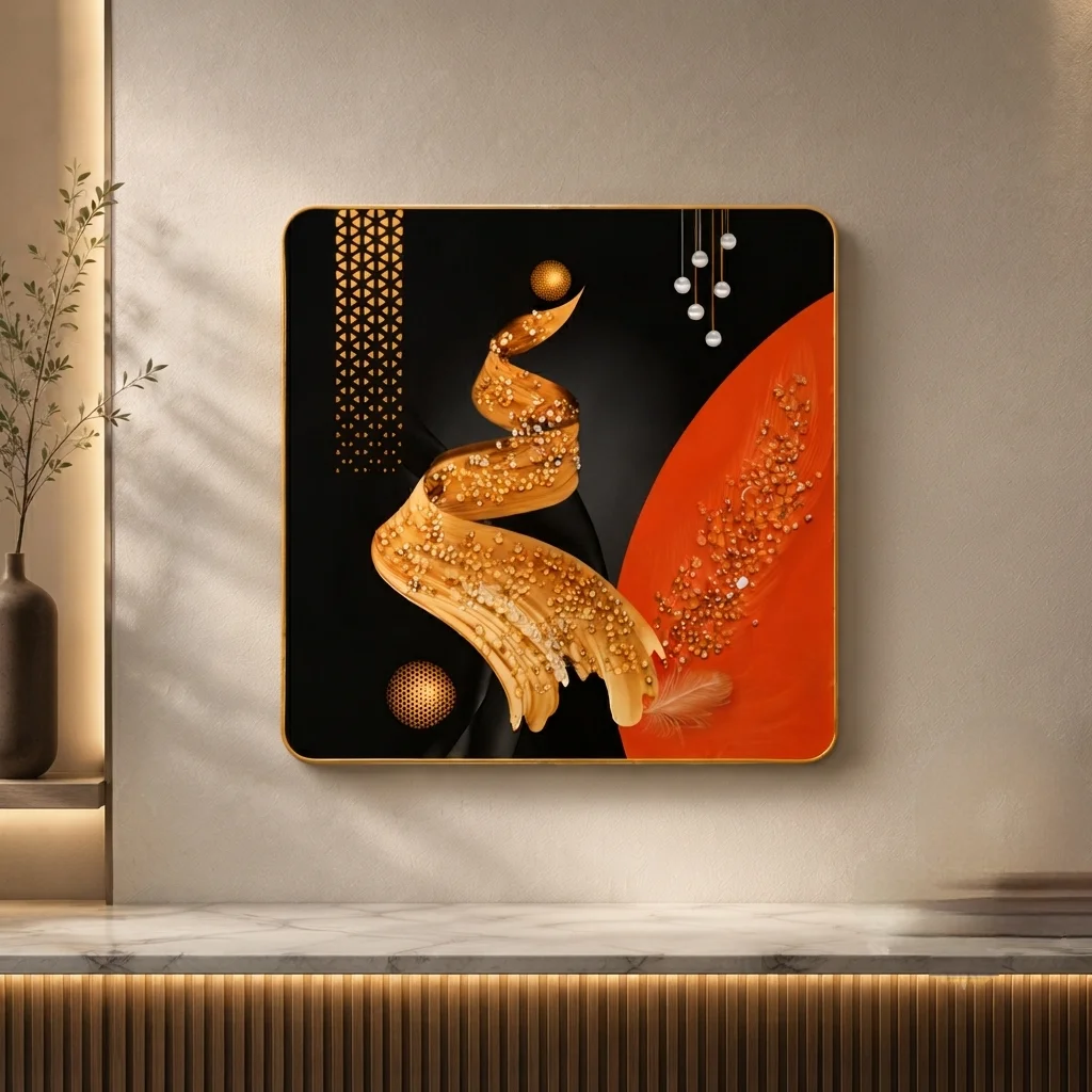 A Flowing Ribbon in Gold and Orange