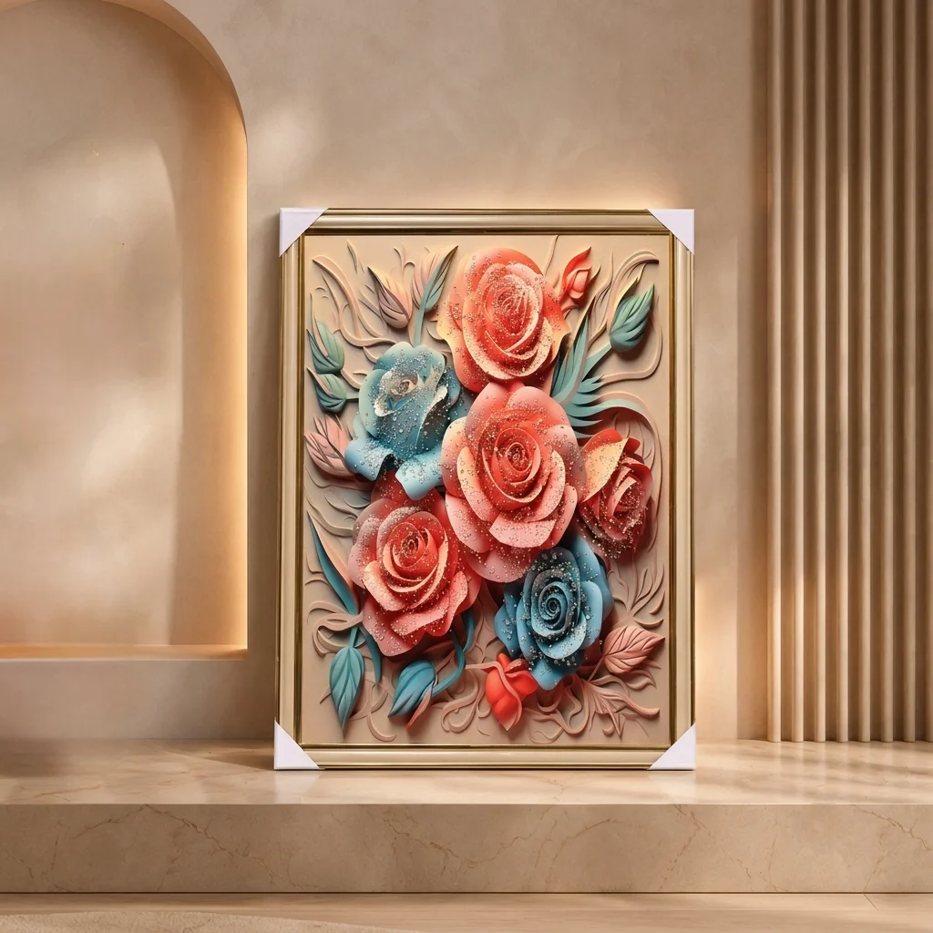 A Bouquet in Coral and Blue