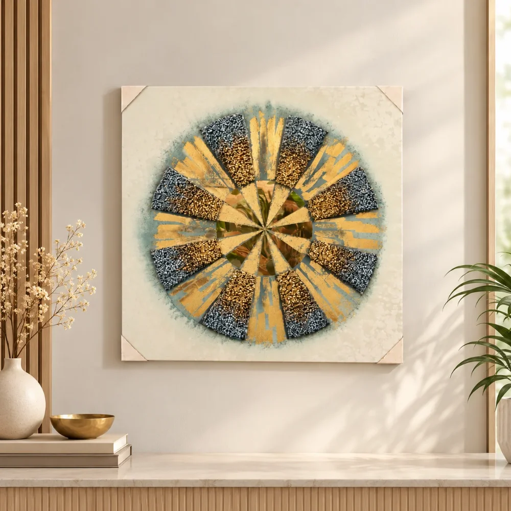 A Radial Pattern in Gold and Grey