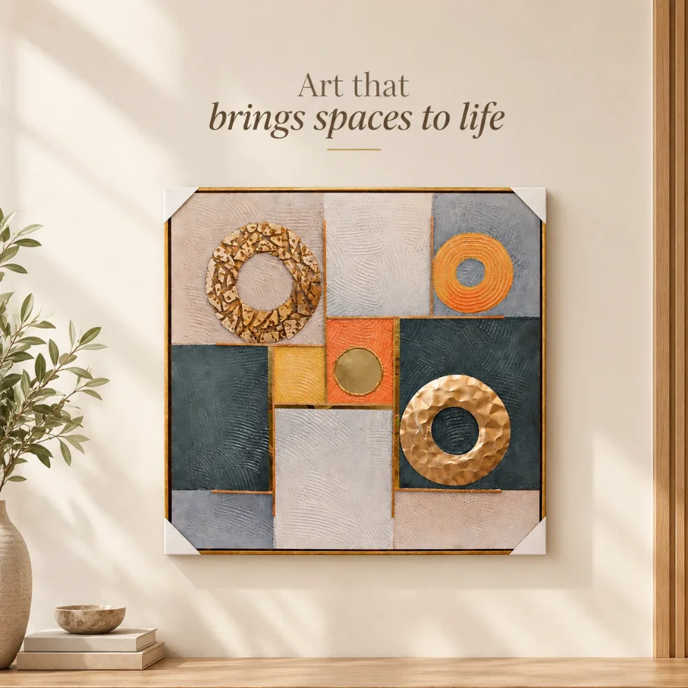 Golden Circles over Colour-Block Geometry