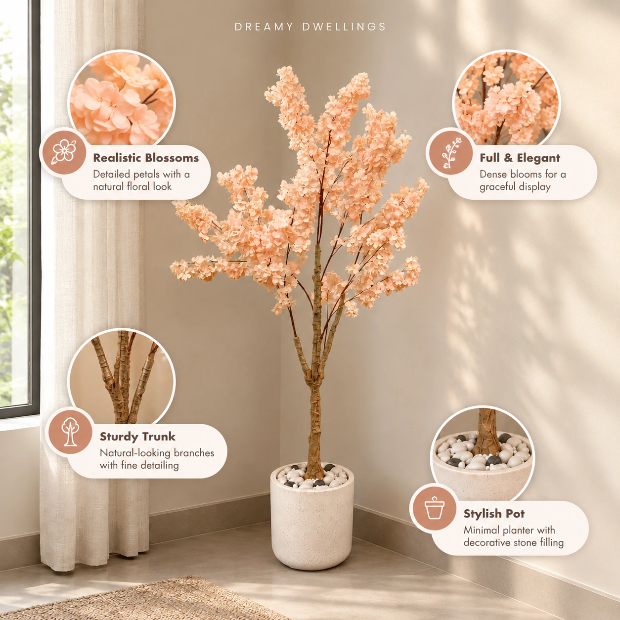 Soft Peach Blossoms for a Welcoming Corner