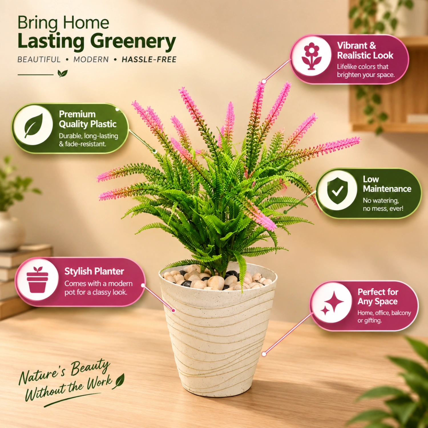 Soft Pink Spikes with Fern-Like Greenery