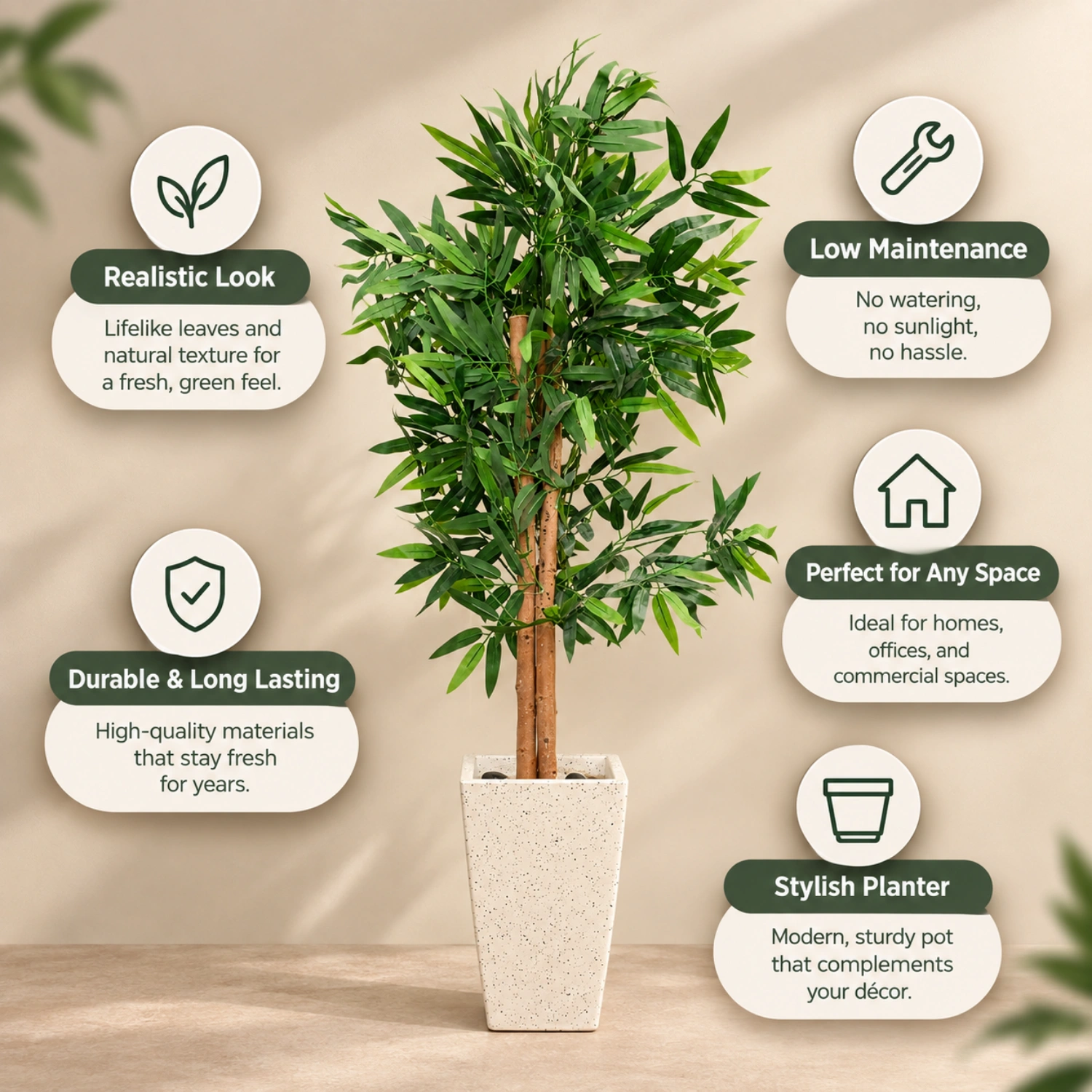 Fine Green Leaves around Upright Canes
