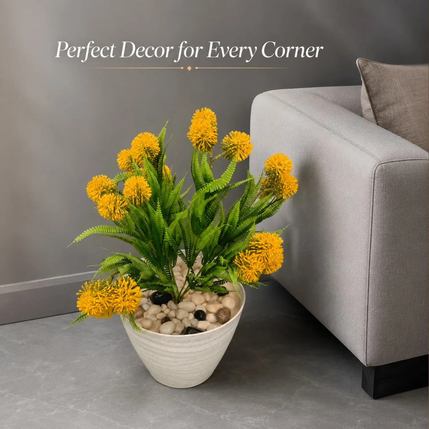 Golden Flower Heads with Fern-Like Leaves