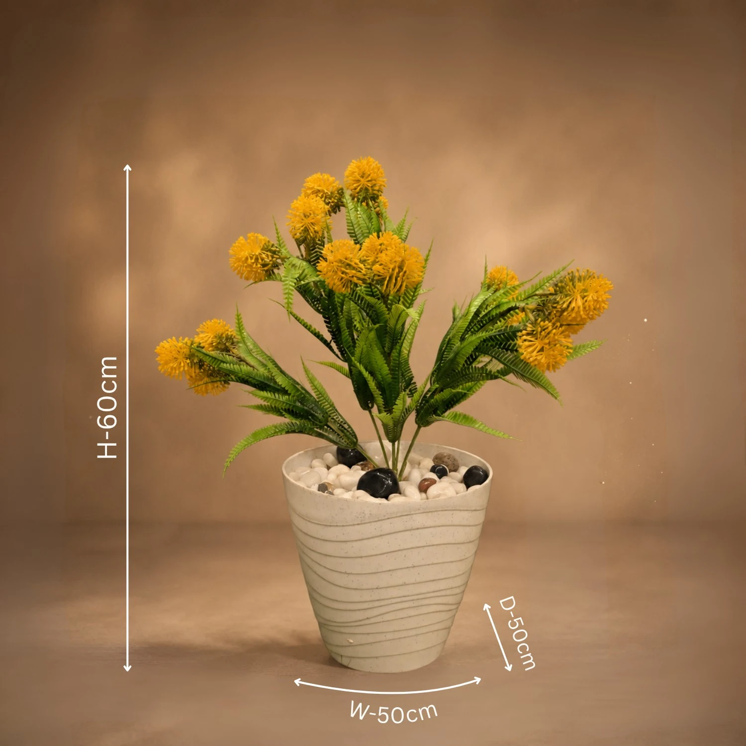 Golden Flower Heads with Fern-Like Leaves