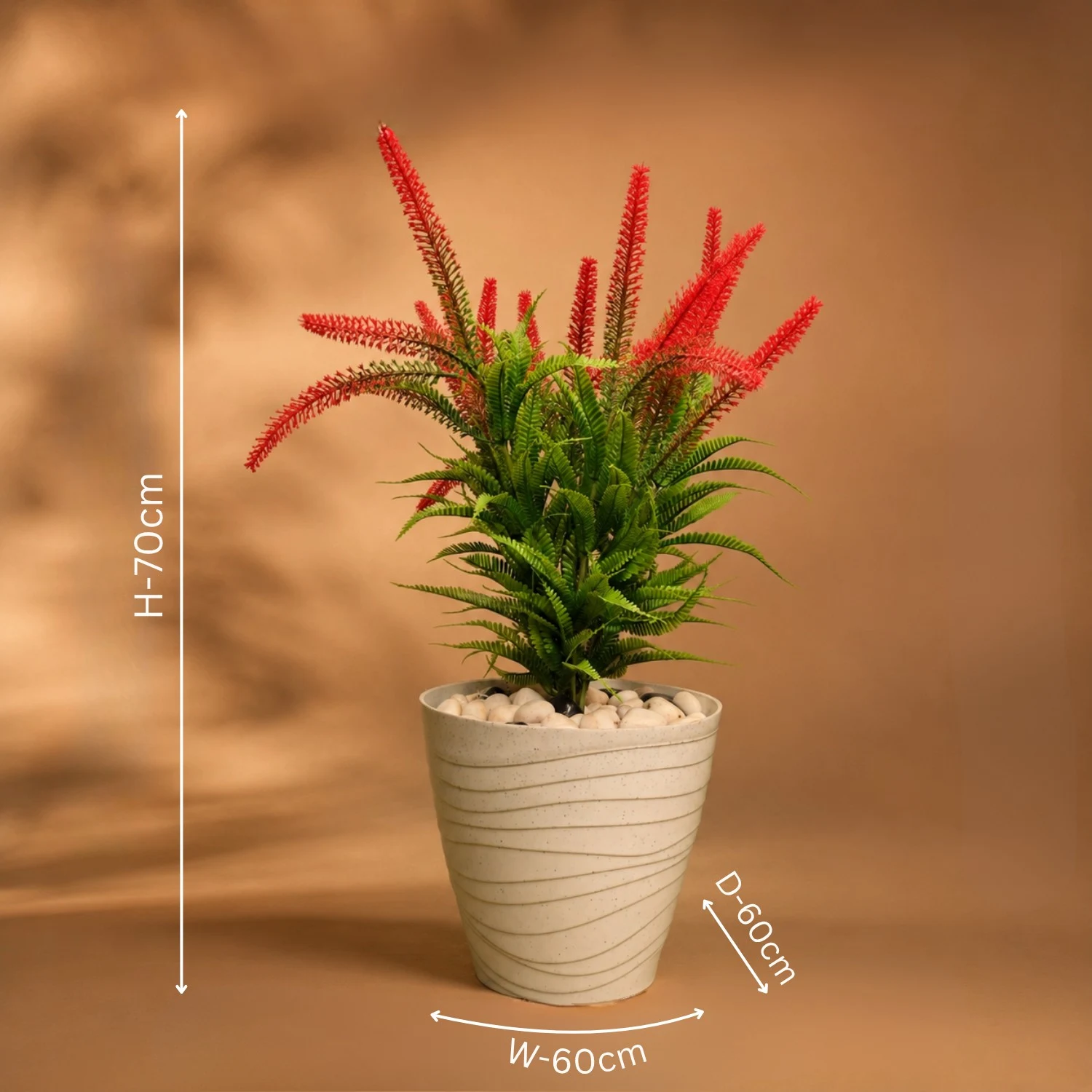 Red Floral Spikes above Layered Greenery