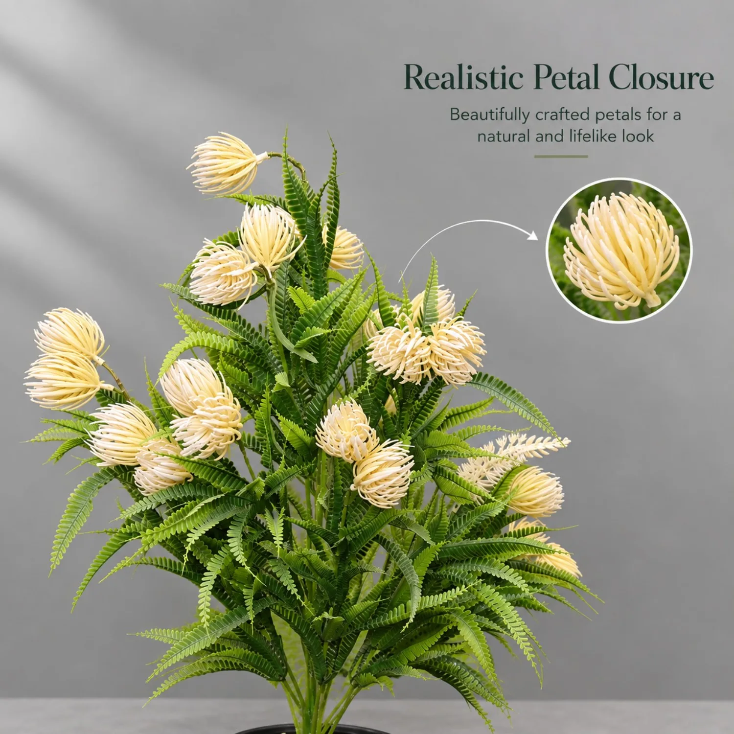 Cream Blooms with Feathery Greenery