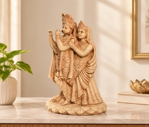 Antique Cream Radha Krishna Standing Figurine