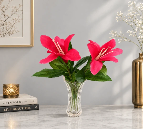 Artificial Fuchsia Lily Flower Stick
