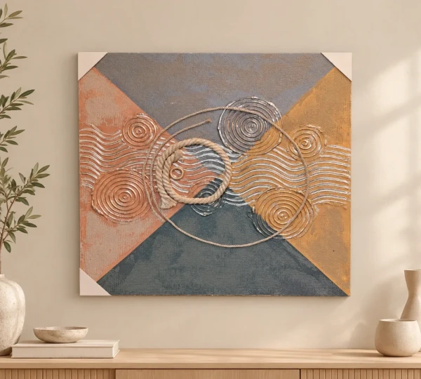 Earth-Toned Abstract Spirals and Waves Wall Art