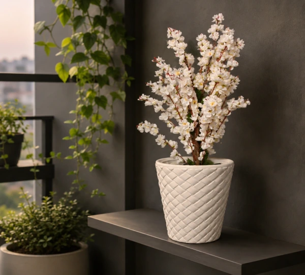 Artificial Cream Blossom Branch Plant